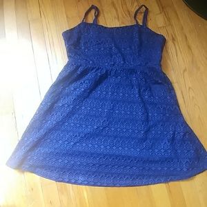 Blue Crochet Skater Dress